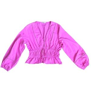 Magnolia Boutique Hot Pink Balloon Sleeve Artist Top size Large